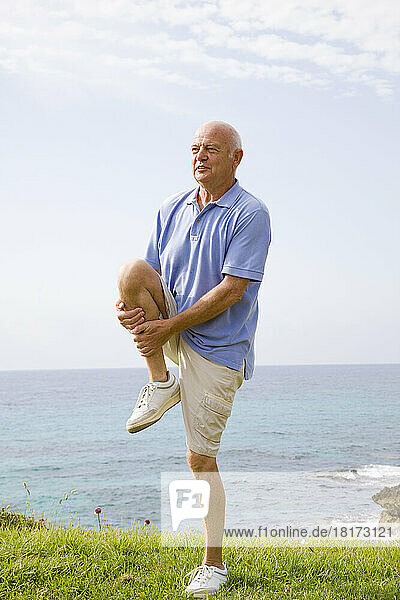 Man Stretching Outdoors