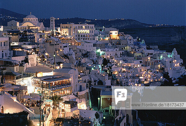Cityscape at Dusk Thira  Santorini  Greece