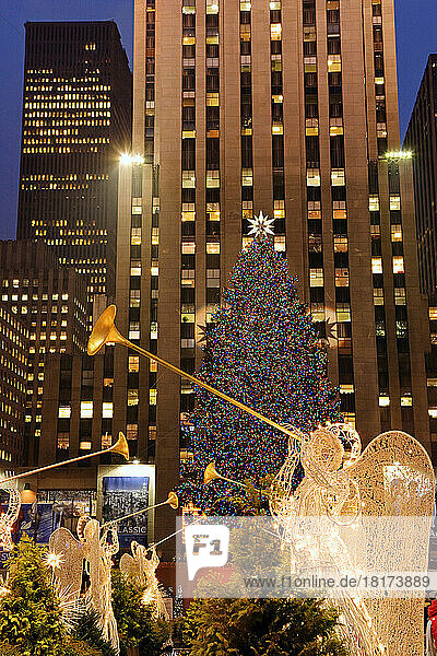 Christmas Tree at Rockefeller Center  New York City  New York  USA