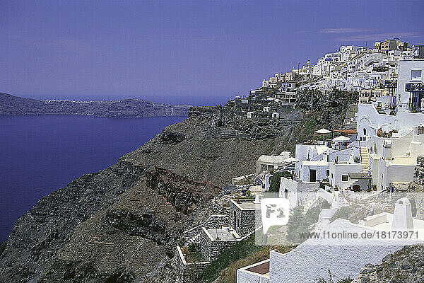 Overview of Village on Cliff  Imerovigli  Santorini  Greece