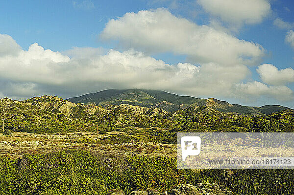 View towards Skiadi Mountain  Rhodes  Dodecanese  Aegean Sea  Greece  Europe