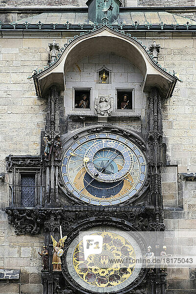 Close-up of Prague Astronomical Clock  Old Town Square  Prague  Czech Republic
