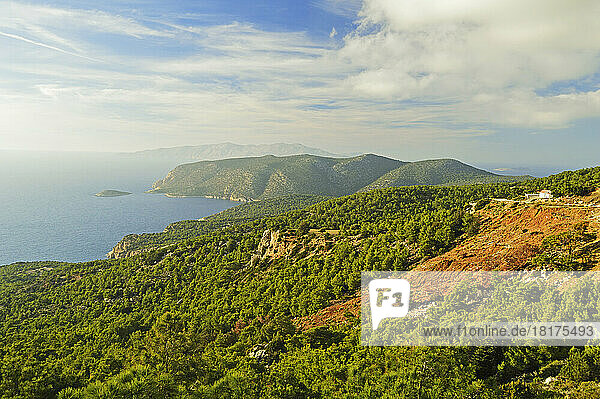 View of Apolakkia Bay from Monolithos  Rhodes  Dodecanese  Aegean Sea  Greece  Europe