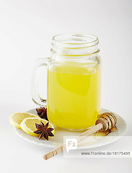 Tumeric tea with honey  lemon and star anise
