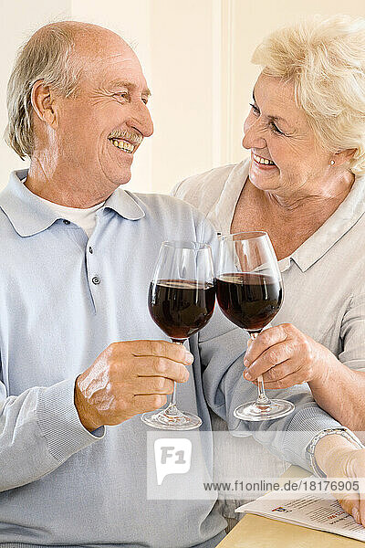 Couple Toasting with Red Wine