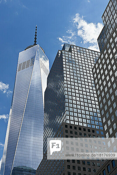 Close-up of One World Trade Center (Freedom Tower) and World Trade Center  New York City  New York  USA