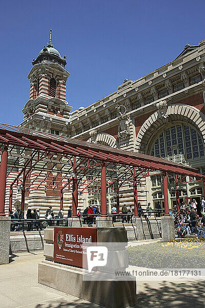 Entrance to Ellis Island Immigration Museum  New York City  USA