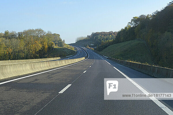 Curve in road on paved highway  France