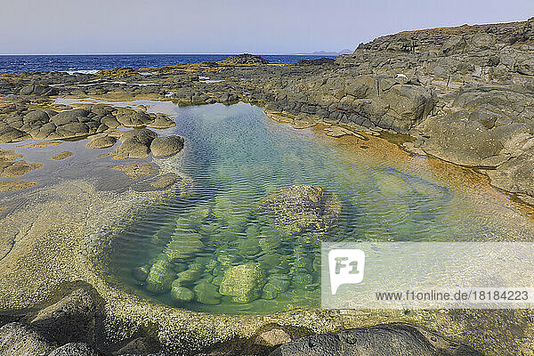 Spain  Canary Islands  Natural pool on Lanzarote island