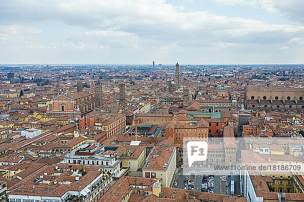 Italy  Emilia-Romagna  Bologna  Aerial view of old town