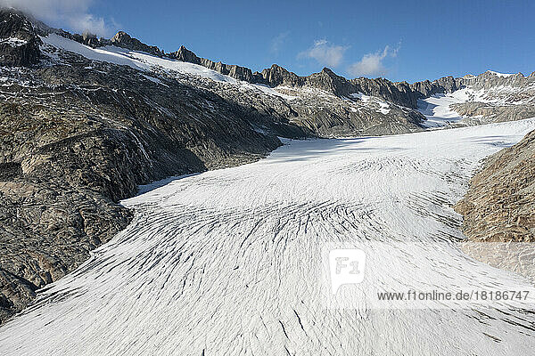 Switzerland  Valais  Aerial view of Rhone Glacier