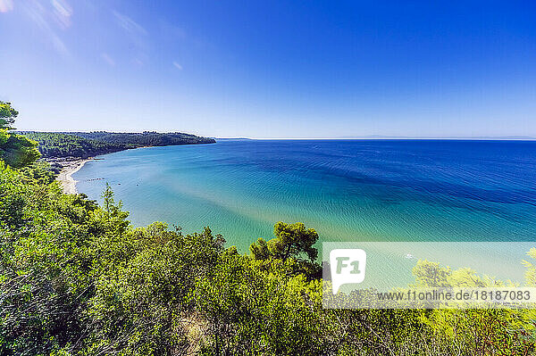 Greece  Central Macedonia  Mediterranean coastline in summer