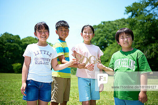 Japanese kids at city park