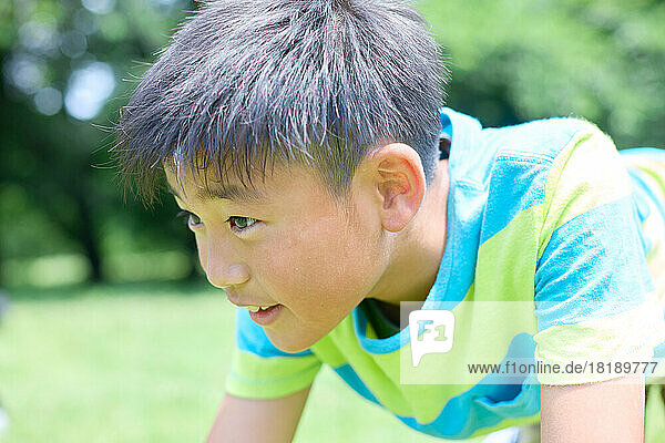 Japanese kid at city park