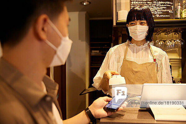 Japanese restaurant staff working