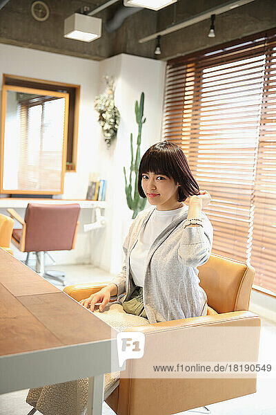 Young Japanese woman at the hair salon