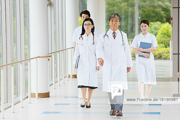 Medical team walking down the hallway