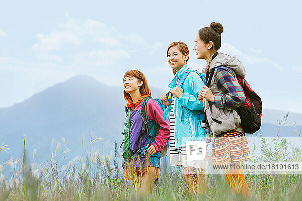 Three Japanese women trekking