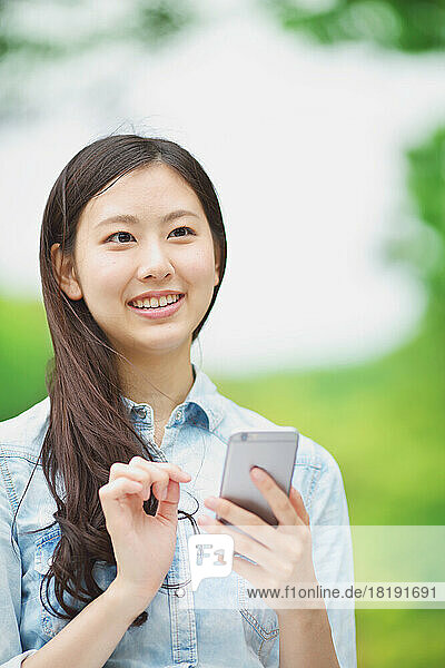 Japanese woman with a mobile phone
