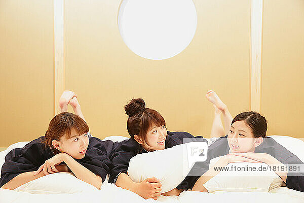 Japanese women staying at a hot spring inn