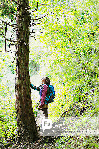 Japanese girl hiking
