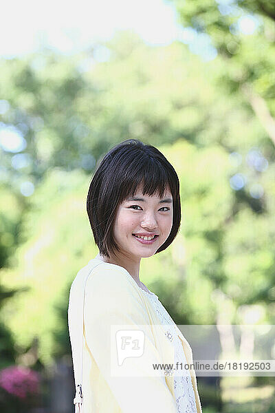 Young Japanese woman in the park