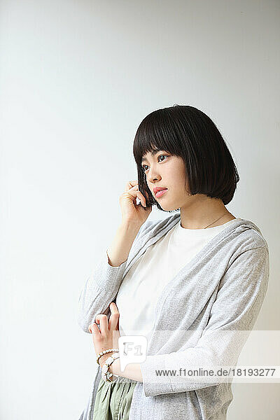 Young Japanese woman with short hair