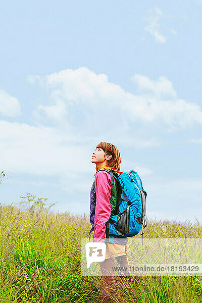 Japanese woman trekking