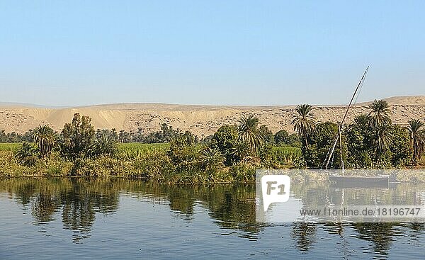 Feluke ankert am Ufer  Nilufer  Nil  Landschaft  Ägpyten