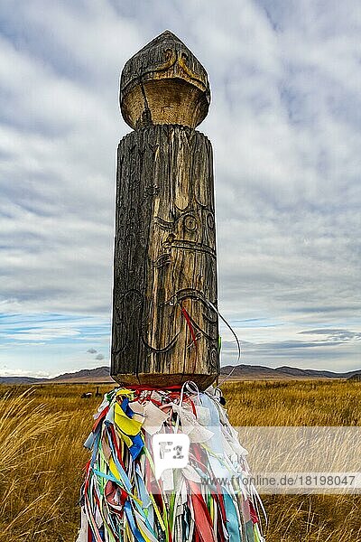Buddhistisches Totem  Salbyksky-Hügel  Tal der Könige  Republik Chakassien  Russland  Europa