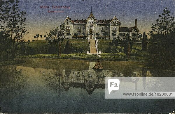 Sanatorium in Schönberg in Mähren  Ansicht um ca 1910  digitale Reproduktion einer historischen Postkarte  public domain  aus der damaligen Zeit  genaues Datum unbekannt