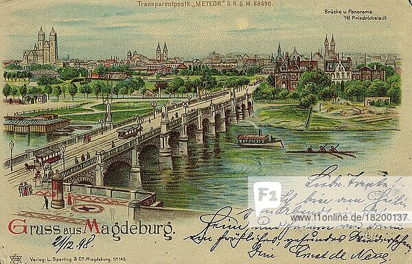 Gruss aus Magdeburg  Sachsen-Anhalt  Deutschland  Ansicht um ca 1910  digitale Reproduktion einer historischen Postkarte  public domain  aus der damaligen Zeit  genaues Datum unbekannt  Europa