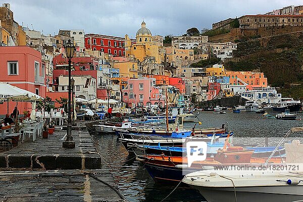 Port of Procida  Marina Grande  Procida Island  Gulf of Naples  Phlegraean Islands  Campania  Italy  Europe