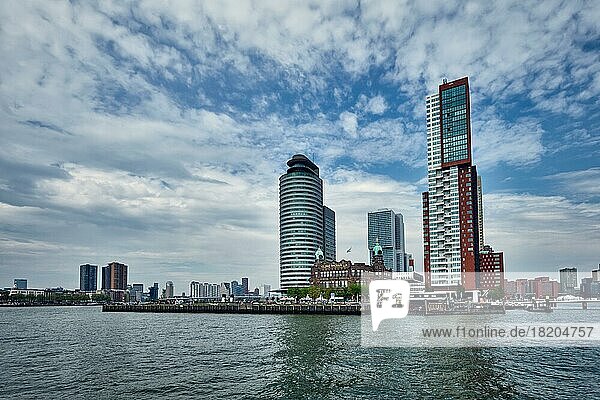 ROTTERDAM  THE NETHERLANDS  MAY 11  2017: View of Rotterdam famous Hotel New York former Holland America Inn the former head office of the Holland America Line in Rottertdam on Nieuwe Maas river