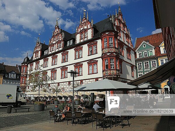 Town Hall on the Market Square  Coburg  Upper Franconia  Bavaria  Germany  Europe