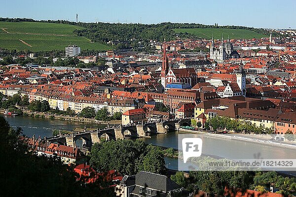 View of the old town of Würzburg am Main  Lower Franconia  Bavaria  Germany  Europe