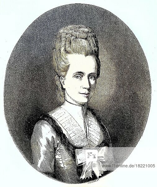 Anne-Louise-Germaine Baronin von Stael-Holstein bzw. Madame de Stael  geboren 1766  gestorben 1817  französische Schriftstellerin  Historisch  digital retuschierte Reproduktion einer Vorlage aus dem 19. Jahrhundert