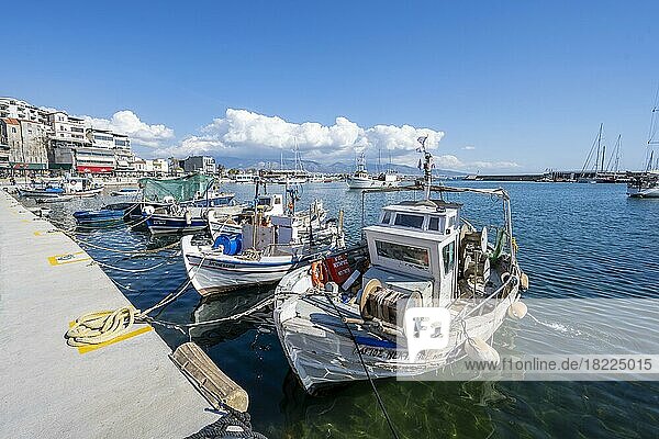 Fishing boats in the harbour  Piraeus  Greece  Europe