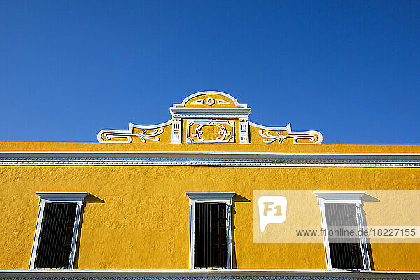 Mexico  Valladolid  Yellow building against blue sky