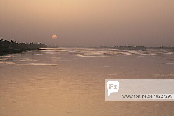 Egypt  Edfu  Sun setting over River Nile