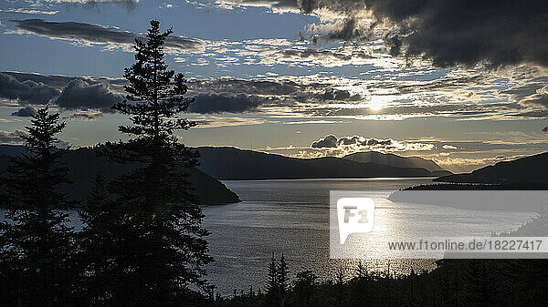 Canada  Labrador  Newfoundland  Scenic view across bay to Gros Morne National Park
