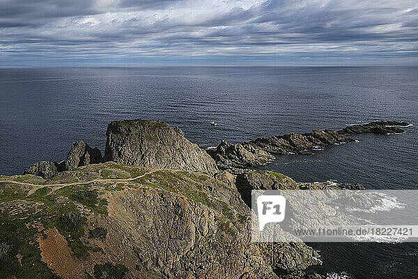 Canada  Labrador  Newfoundland  Twillingate  High angle view of rocky coast