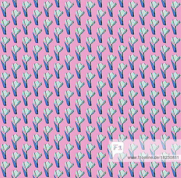 Pattern of origami chrysanthemums against pink background