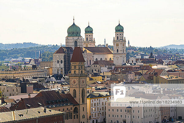Germany  Bavaria  Passau  St. Stephens Cathedral and surrounding buildings