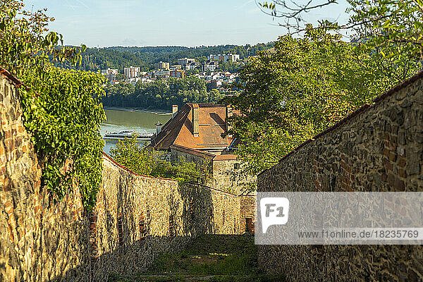 Germany  Bavaria  Passau  Walled path in Veste Oberhaus fort