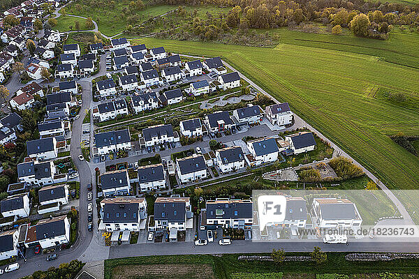 Germany  Baden-Wurttemberg  Waiblingen  Aerial view of suburban houses in new modern development area
