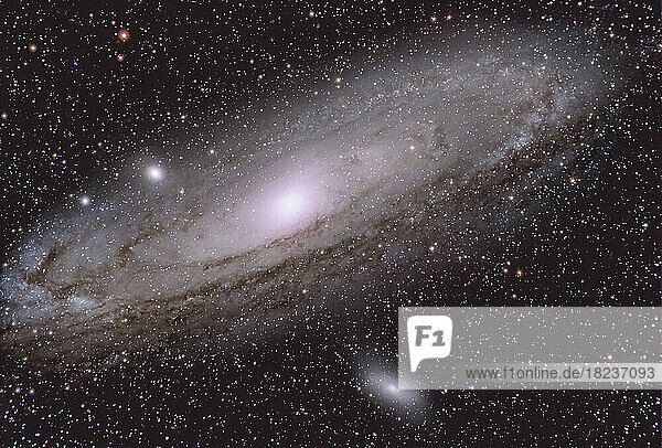 Andromeda galaxy amidst shiny stars in space
