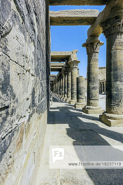 Egypt  Aswan Governorate  Aswan  Colonnade in Temple of Philae