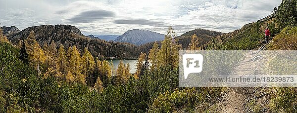 Wanderin am Steirersee  6-Seen-Wanderung  Tauplitzalm im Herbst  Steiermark  Österreich  Europa