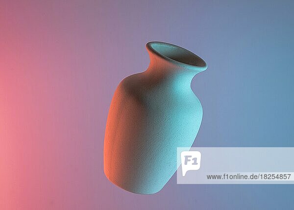 White plain Keramikvase Luft gegen farbige blau rosa Hintergrund. Auflösung und hohe Qualität schönes Foto